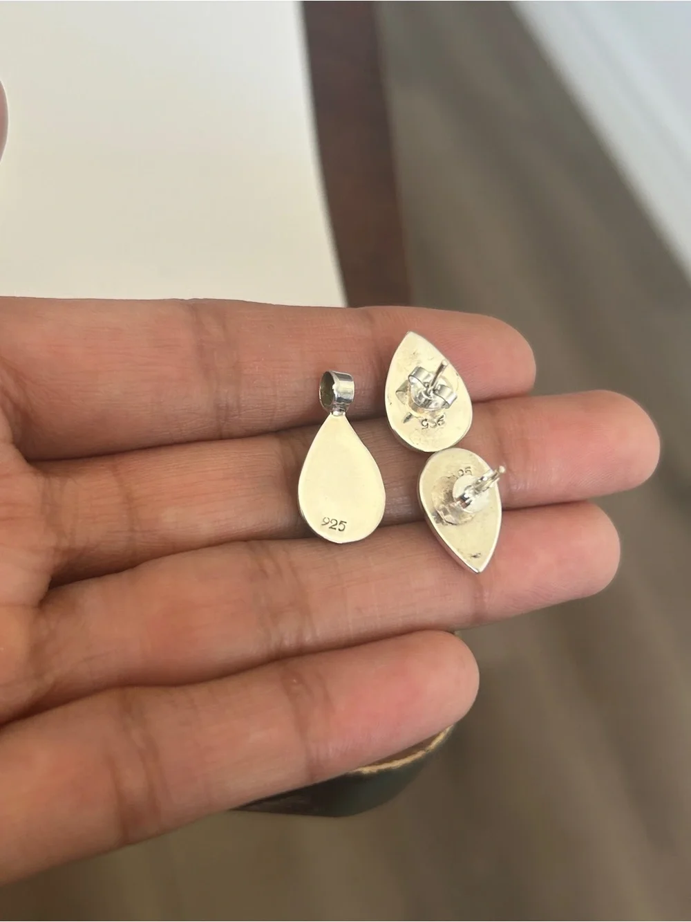 Taxco Mexico .925 Sterling Silver Black Teardrop Earrings & Pendant Set New
